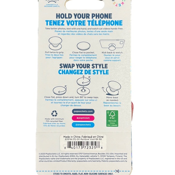 POPSOCKET Universal Galaxy Glitter Rainbow Void PopGrip Phone Stand - Picture 15 of 15